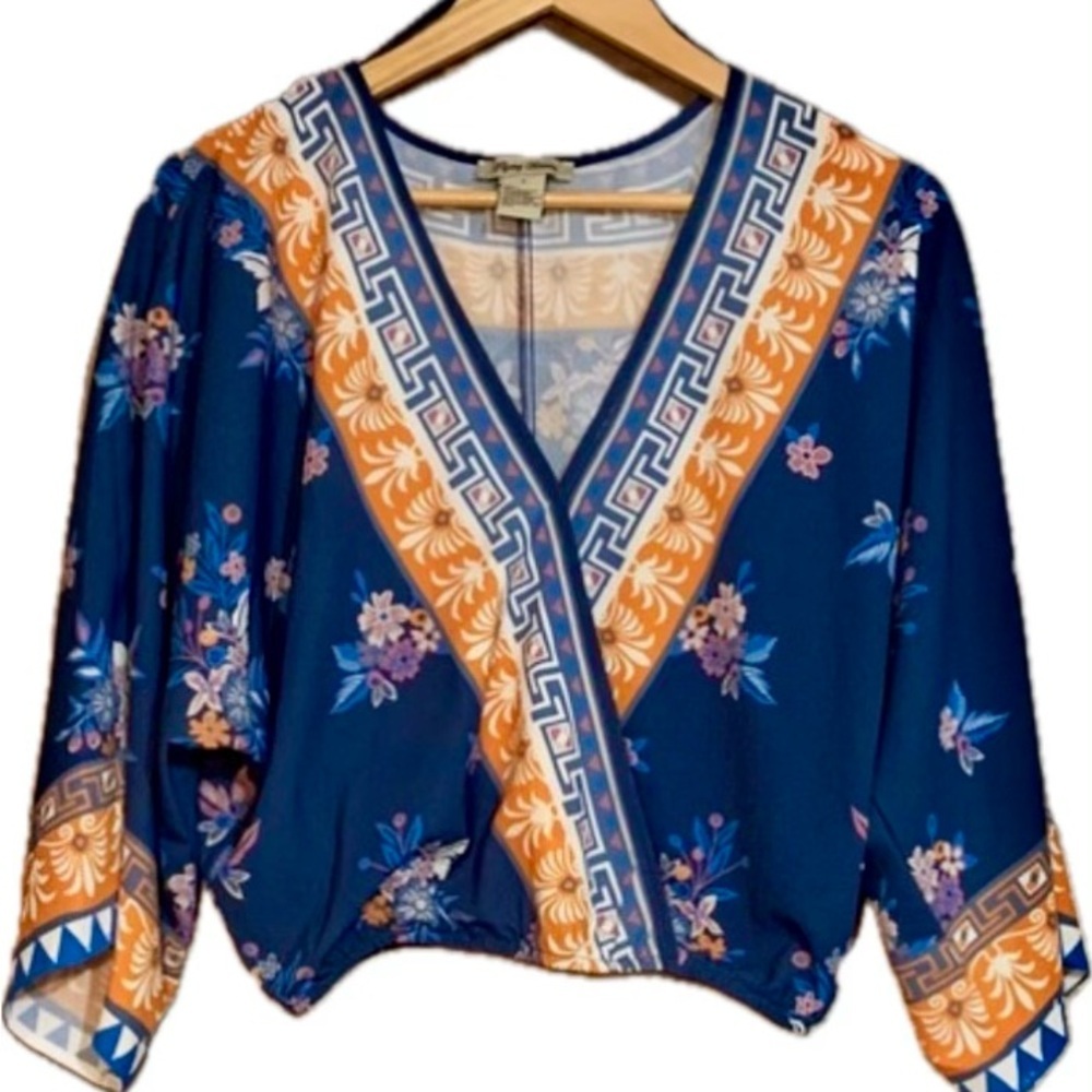 Flying Tomato Floral Surplice Crop Top NWOT
